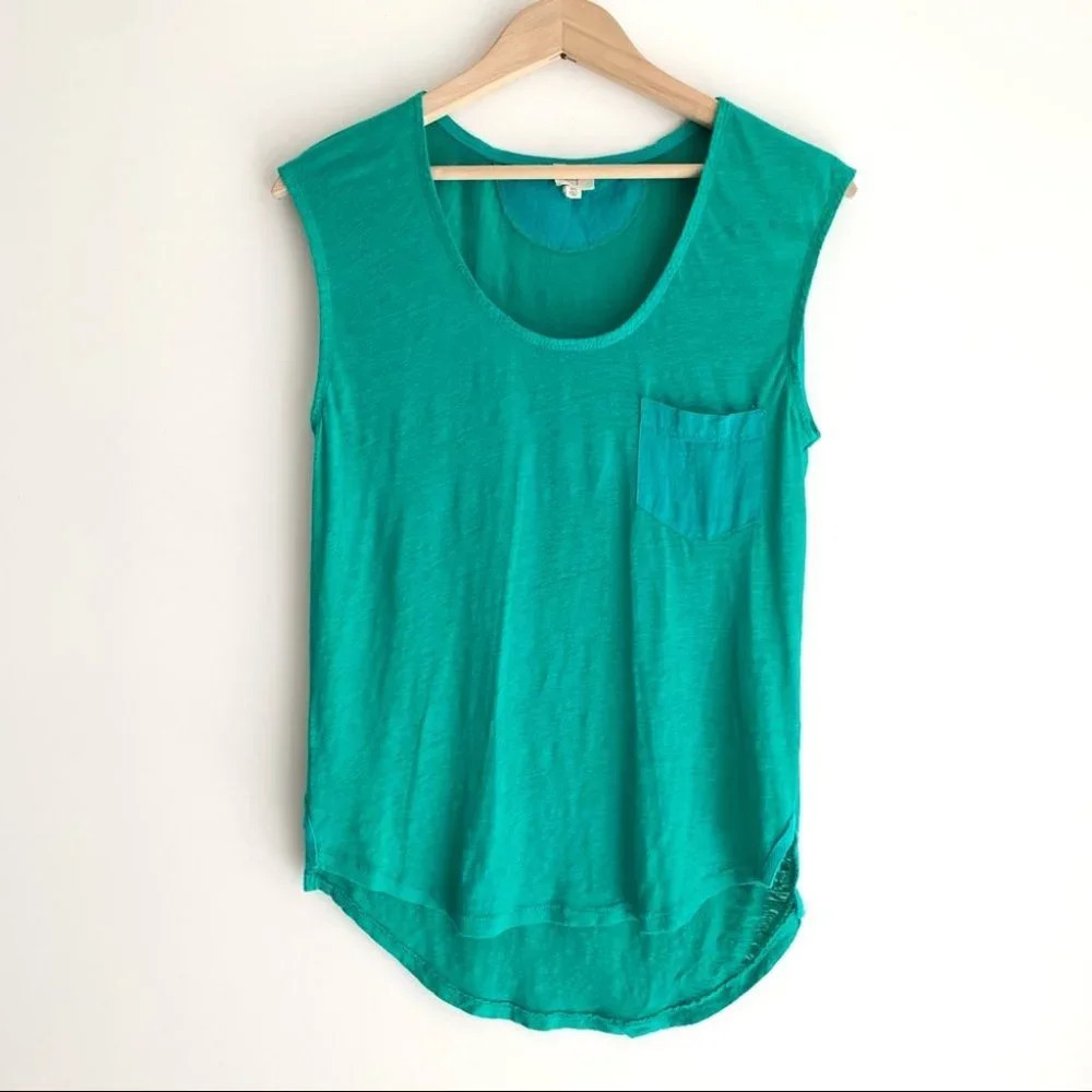 Aritzia WF women’s Muscle T-shirt green XXS linen casual summer boho